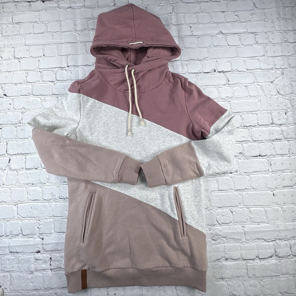 NWT Ampersand Avenue Womens Crossover Fleece Hoodie Pink Colorblock S